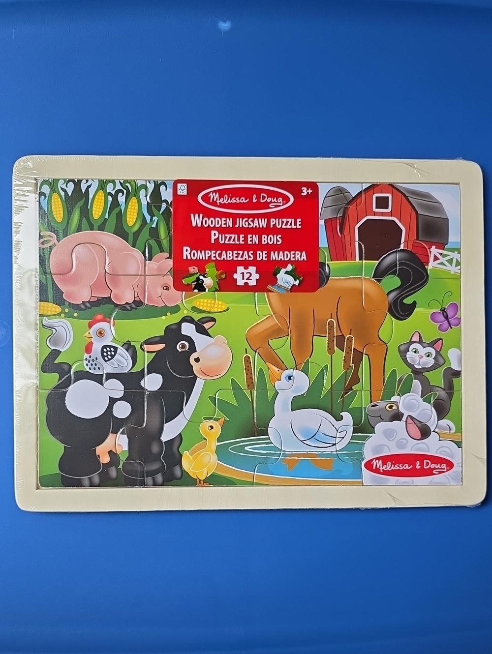Melissa & Doug Wooden Farm Jigsaw Puzzle - Colorful Farm Animals